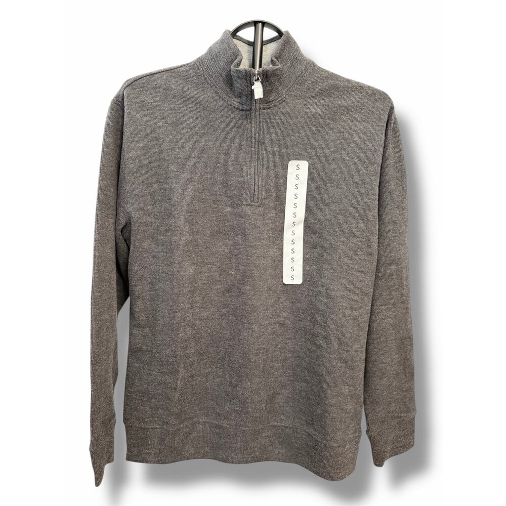 Lands’ End Men’s Small Quarter Zip Pullover Dark Charcoal Sweater Normcore